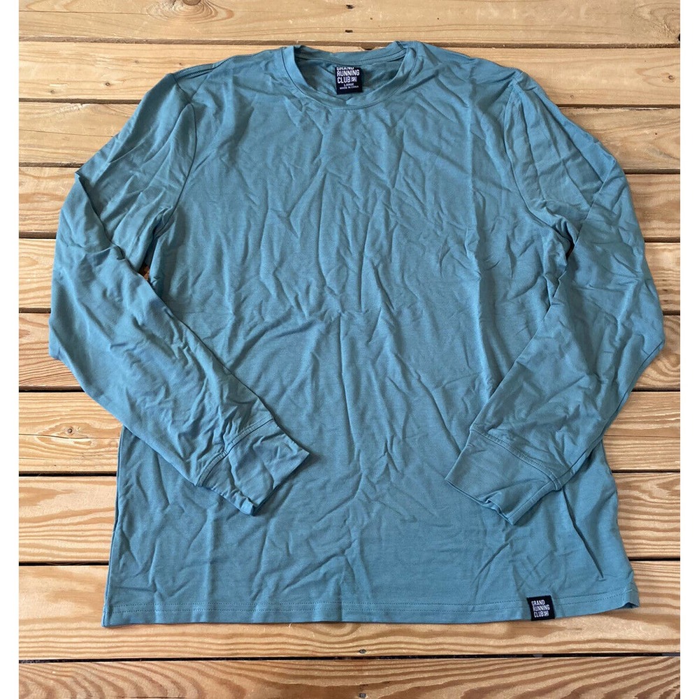 NWT Grand Running Club Long Sleeve T Shirt Size Large Men’s Ocean Teal Clover